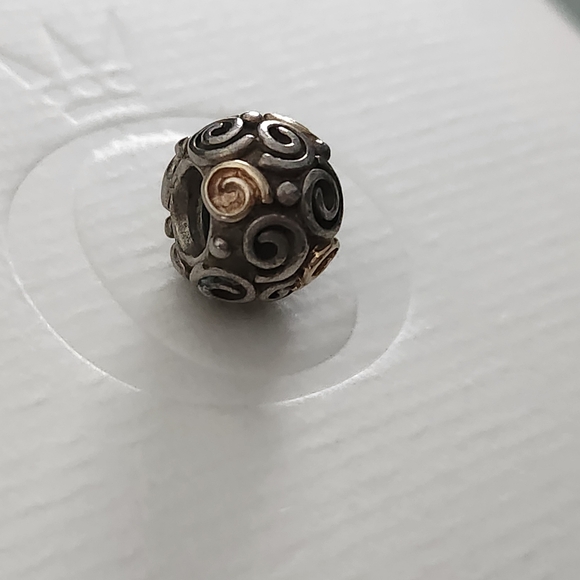 Pandora Two Tone Golden Doodle Rose Bud Charm - Picture 3 of 8